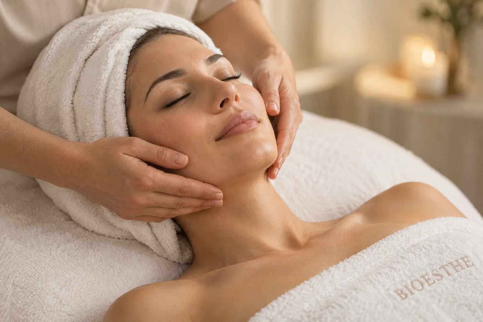 Gesti professionali durante un trattamento viso BIOESTHE