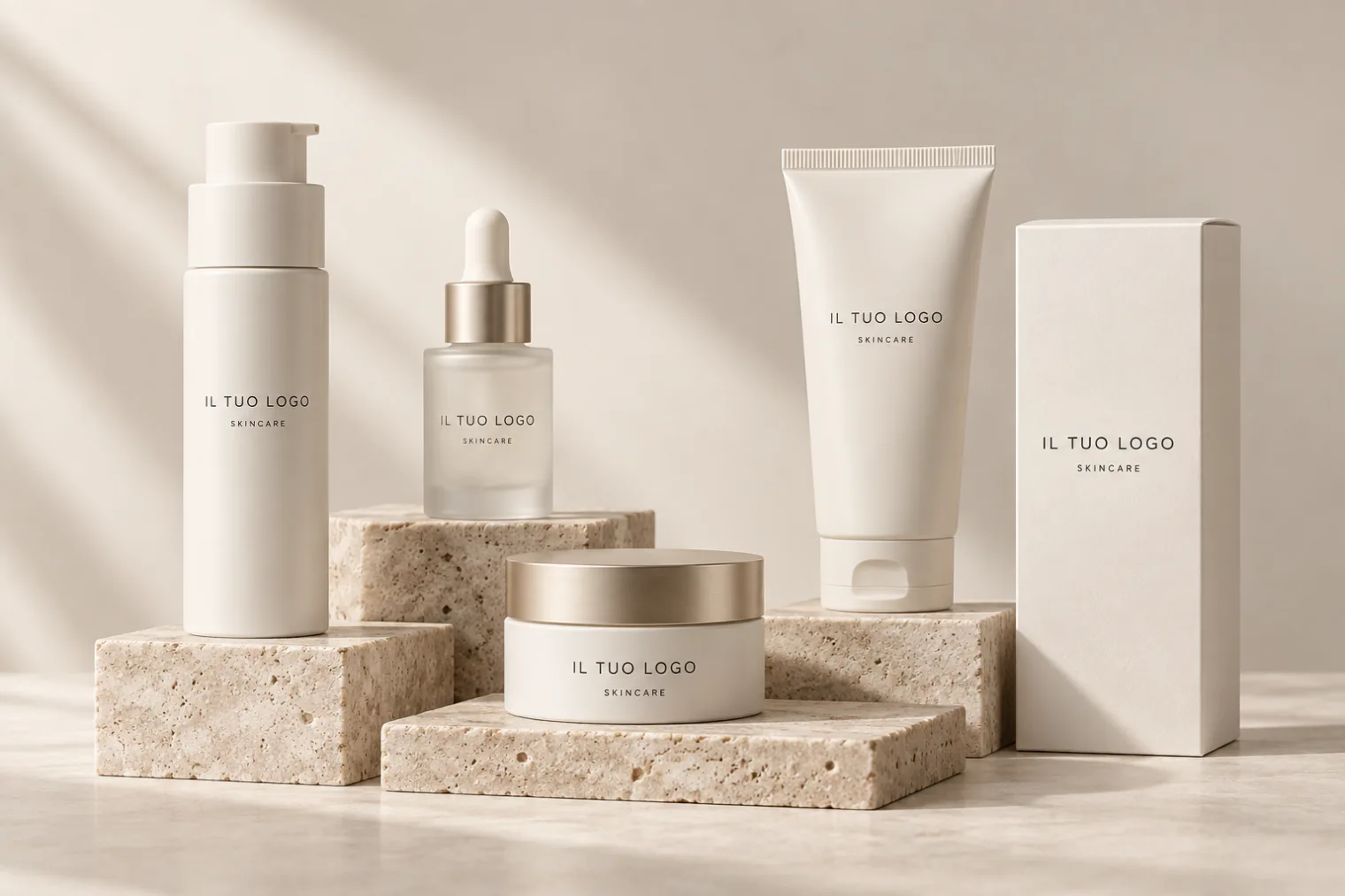 Una linea cosmetica personalizzabile, nei toni avorio e champagne